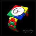 Design d'une ligne de montres pour LEGO par Michel BECKER Boîte carrée et chiffres romains