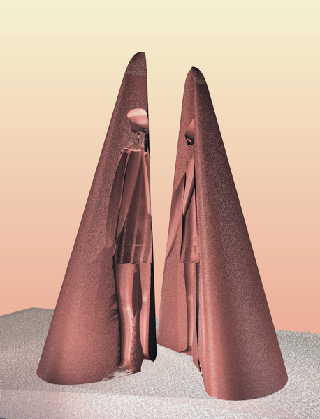 GÉODE 4 - Projet de sculpture de Michel BECKER sur le thème des bories provençales Deux éléments en tronc de cônes sculptés en creux